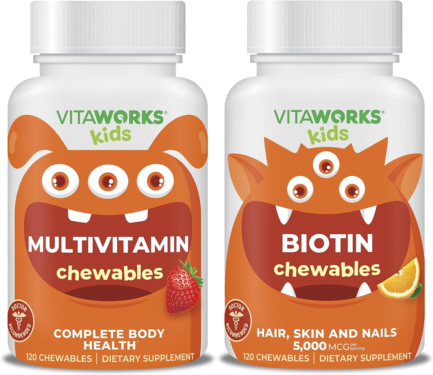 VitaWorks Kids Multivitamin Chewables + Biotin 5000mcg Chewables Bundle