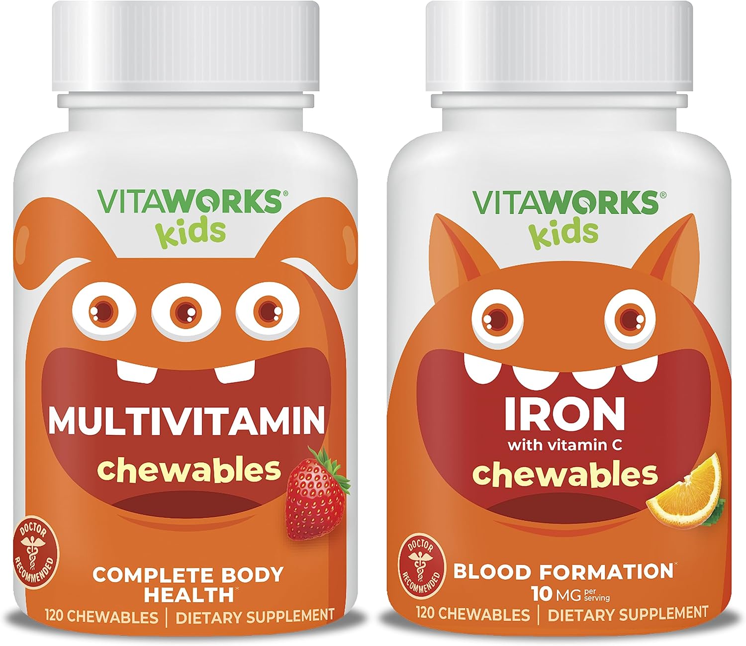 VitaWorks Kids Multivitamin Chewables + Iron 10mg + Vitamin C Chewables Bundle