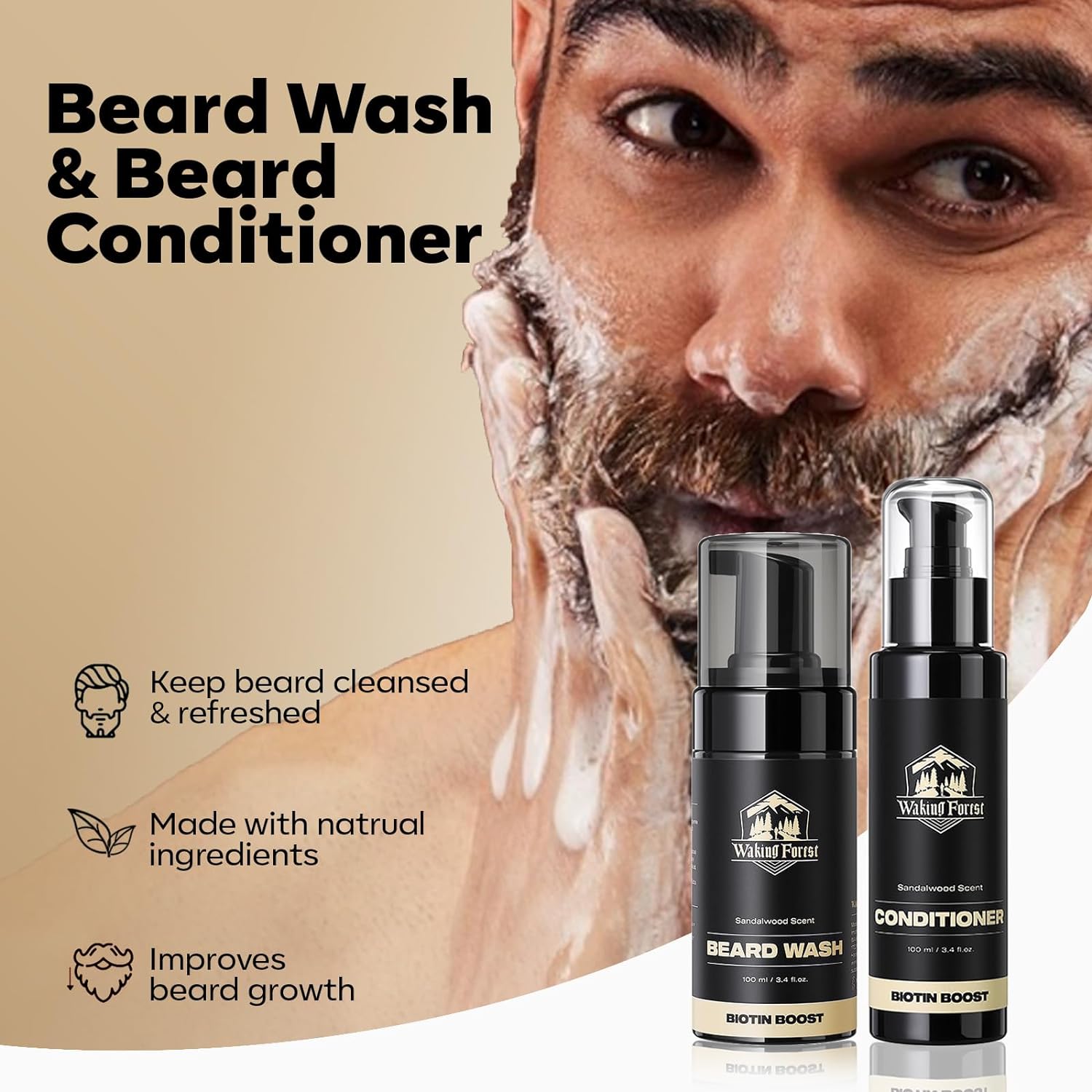Waking Forest Beard Growth Kit, Biotin Beard Growth Beard Oil