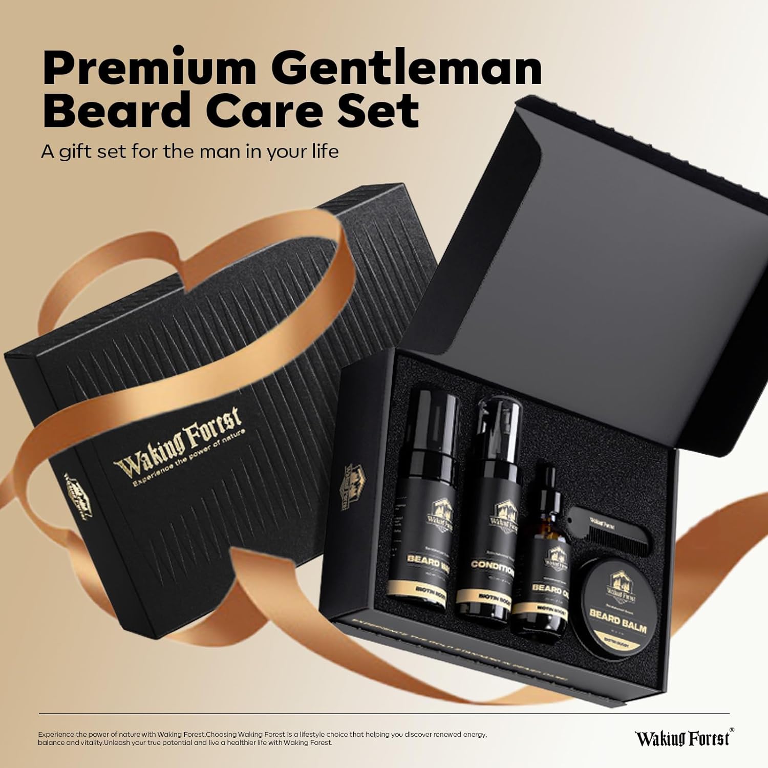 Waking Forest Beard Growth Kit, Biotin Beard Growth Beard Oil