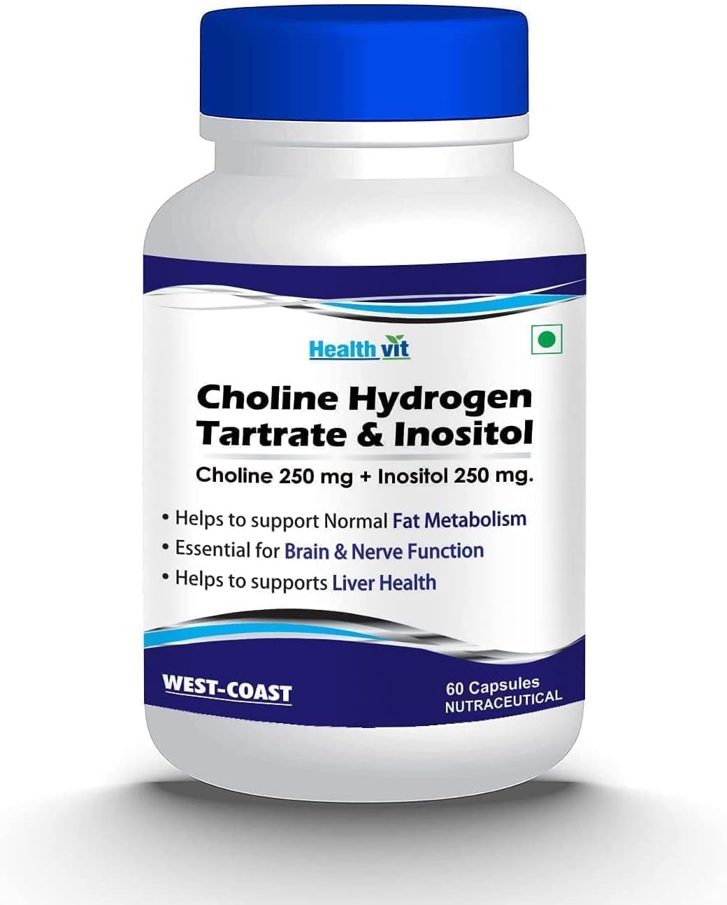 Yuji Choline Hydrogen Tartrate 250mg  Inositol 250 Mg - 60 Capsules | Energy Metabolism, Liver Health, Essential for Brain  Nerve Function - Non-GMO, Vegan, Gluten Free, Dairy Free