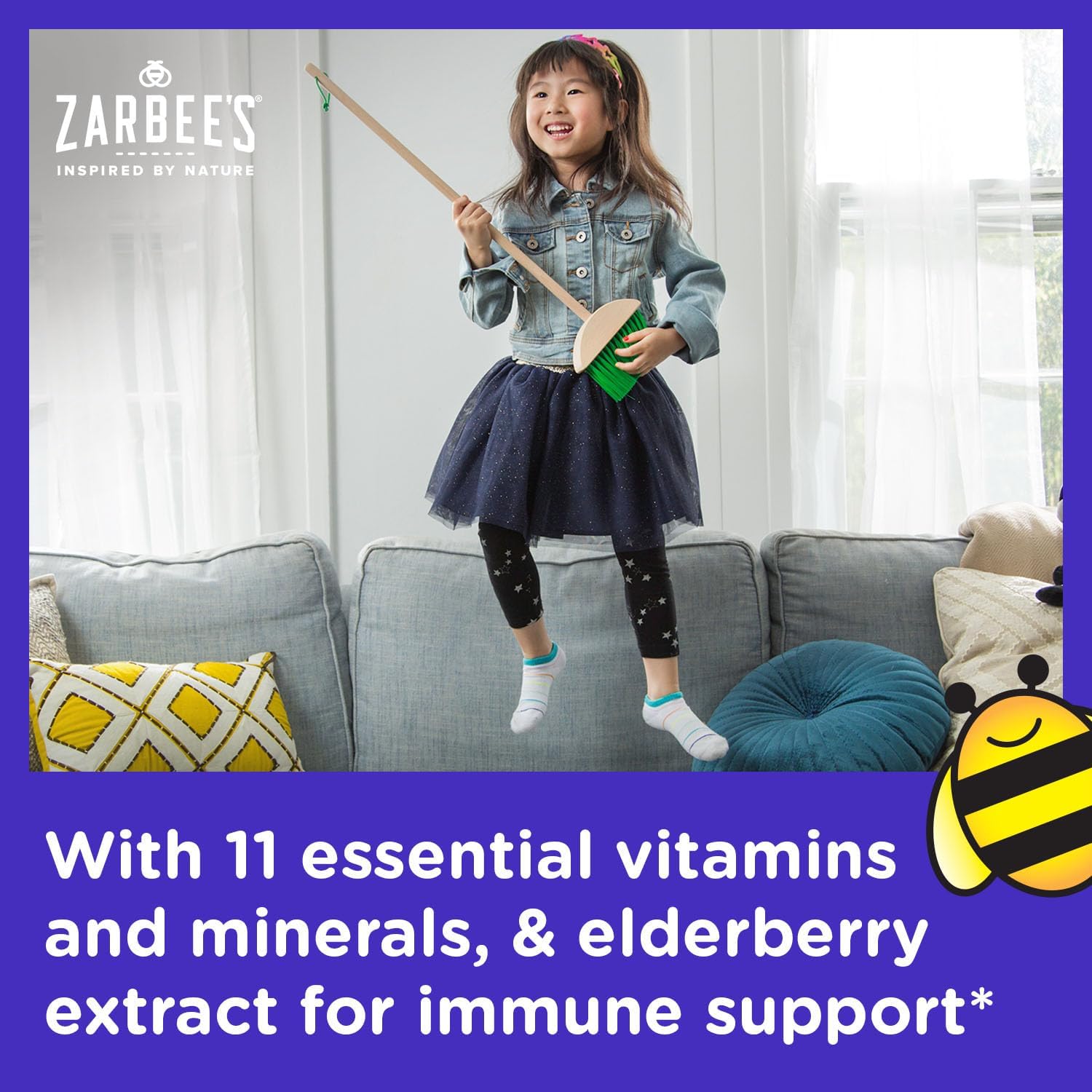 Zarbees Complete Kids Multivitamin Gummies + Immune Support, Children Vitamins Gummy with Vitamin A, C, D3, E, B6, B12, Folic Acid  Total B-complex, 70 Count